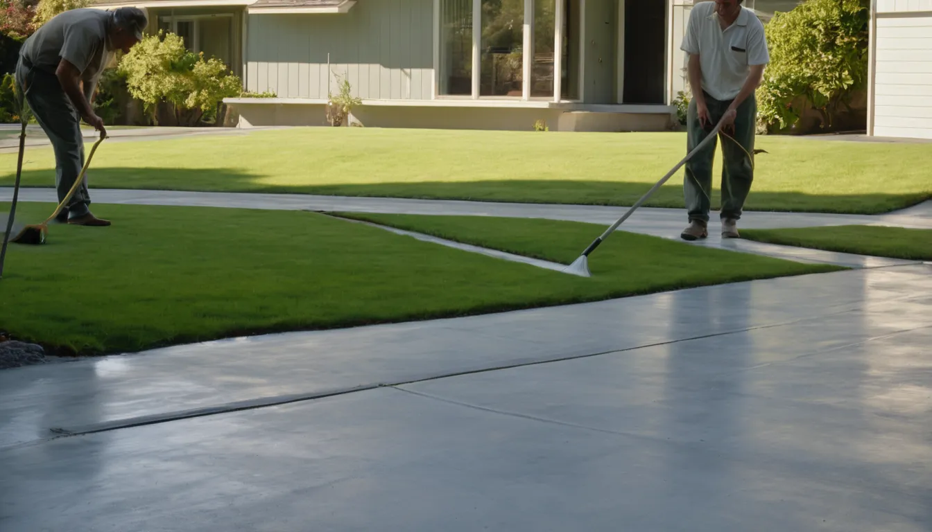 A freshly poured concrete driveway beside a frame house in Cedar Lake