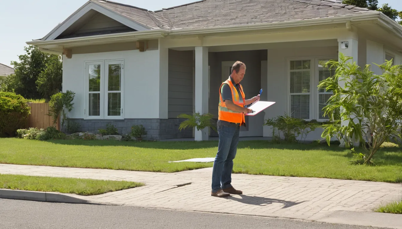 A homeowner reviewing a concrete plan with a local provider in Cedar Lake